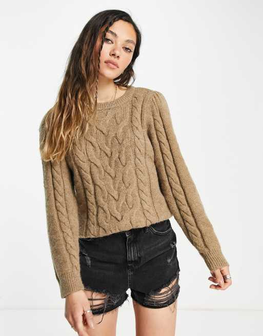 Vero Moda cable knit jumper in brown