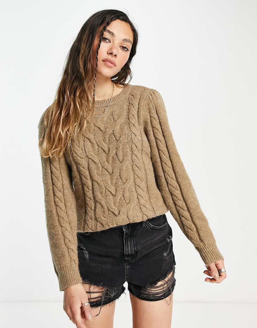 Vero Moda cable knit sweater in brown