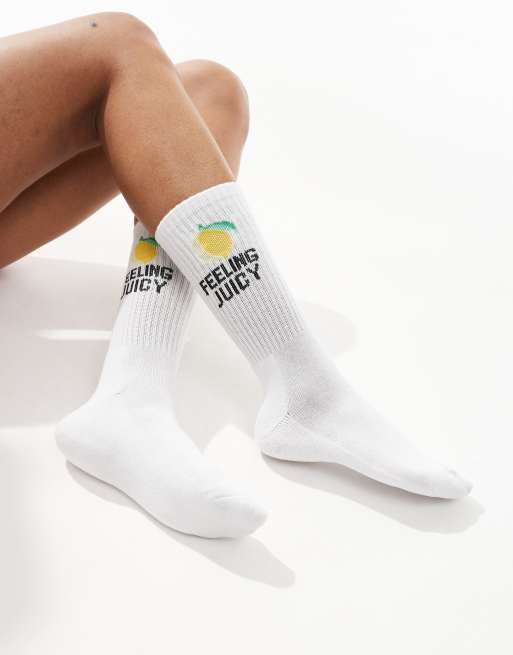 Vero Moda - Calzini bianchi con scritta 
