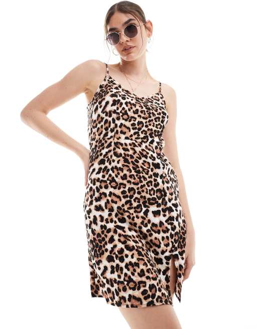 Animal shops print dress with split