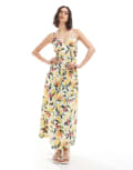 [Vero Moda] Vero Moda cami maxi dress in summer fruit print-Yellow S Transparent yellow