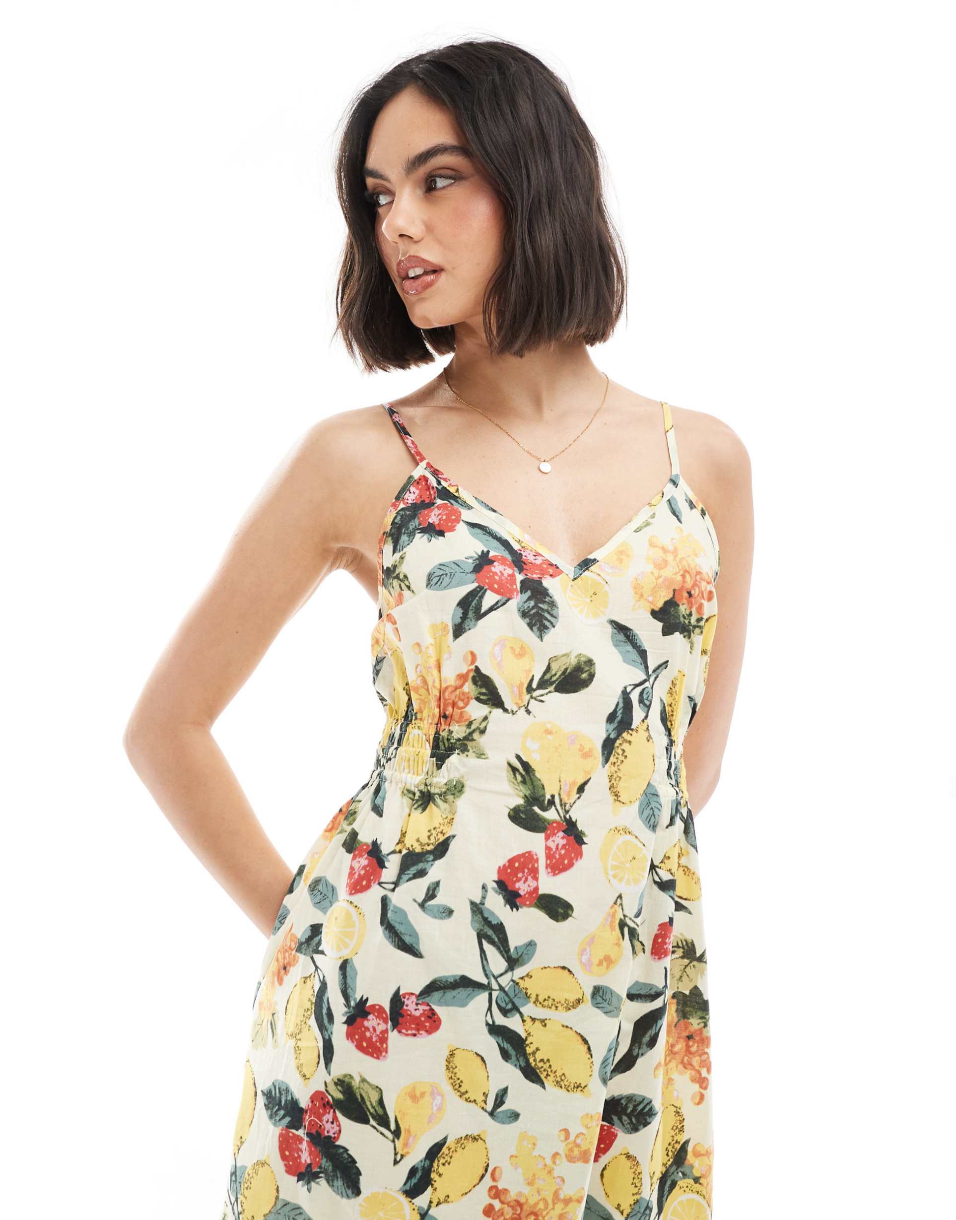 vero moda cami maxi dress in summer fruit print