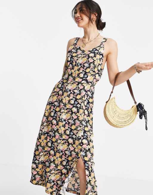 Vero Moda cami midi dress in black floral | ASOS