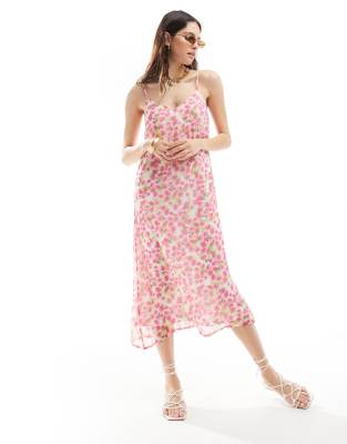 Vero Moda Cami Midi Dress In Pink Floral