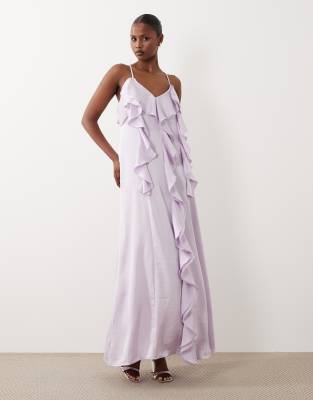 Vero Moda Cami Midi Dress With Ruffle Trim Detail In Purple