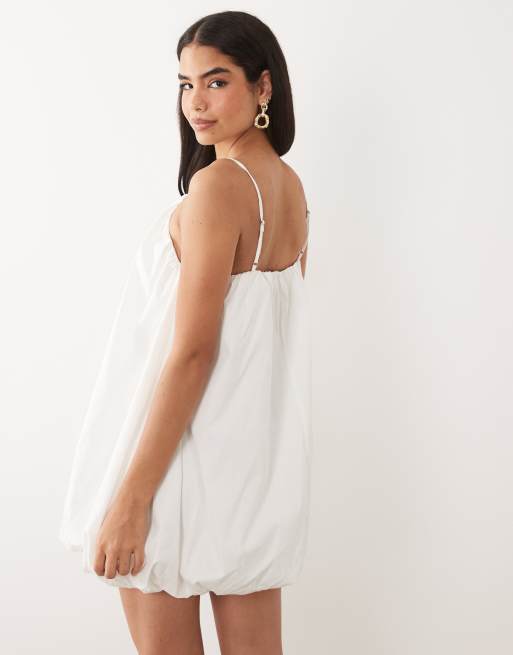 Vero Moda cami strap bubble hem mini dress in white, 4 of 4