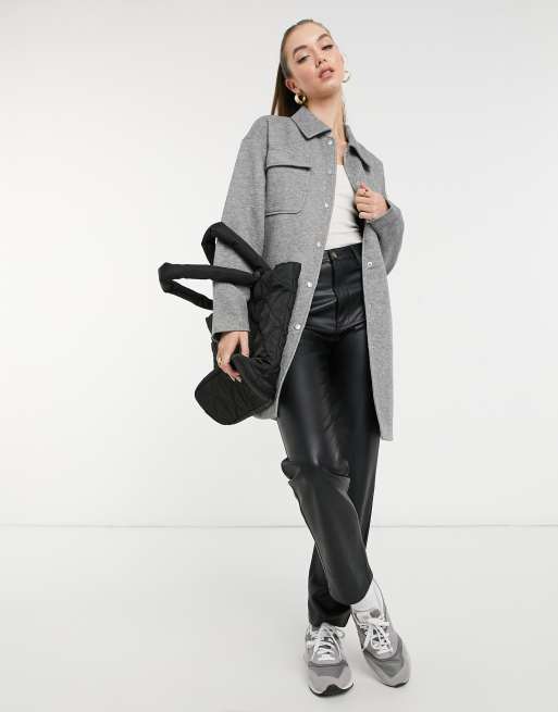 Vero Moda - Camicia giacca allacciata in vita grigia