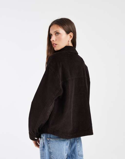 Vero Moda - Camicia giacca in velluto a coste marrone cioccolato, 4 di 4
