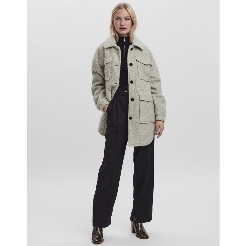 Donna Cappotti e Giacche Vero Moda - Camicia giacca lunga grigia