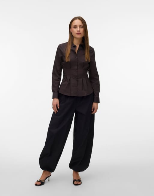 Vero Moda - Camicia in popeline color torta al cioccolato