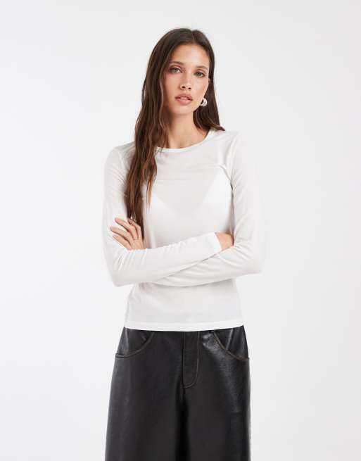 Vero Moda - camiseta de manga larga en blanco, 2 de 4