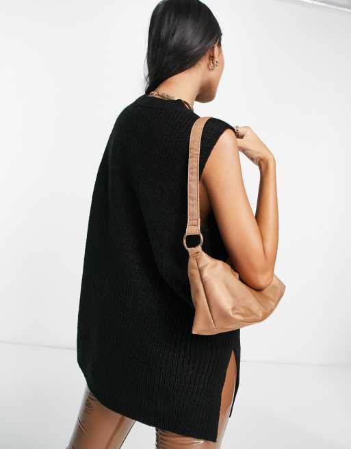 Vero Moda - Canotta nera in maglia taglio lungo, 3 di 4