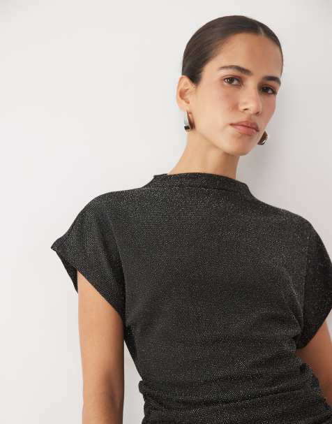 Vero Moda cap sleeve ruched top in black - view 1