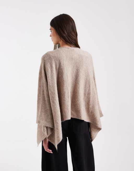 Vero Moda cape à manches longues et col rond en chocolat neutre, 4 de 4