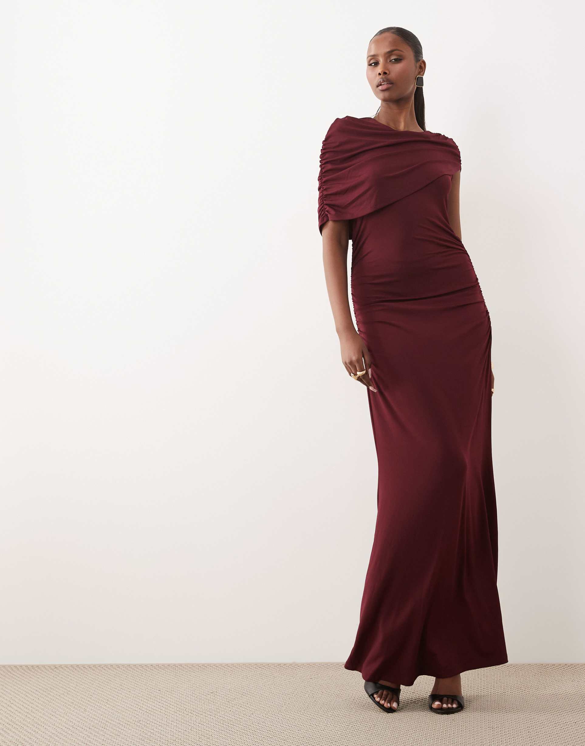 vero moda cape detail jersey maxi dress in purple