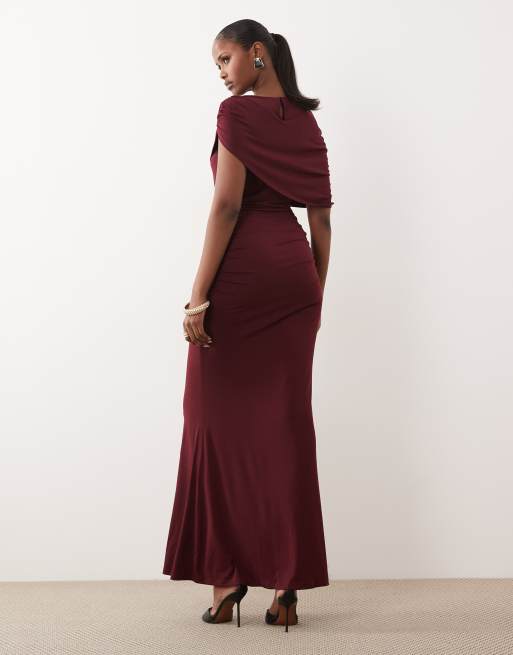 Vero Moda cape detail jersey maxi dress in purple | ASOS