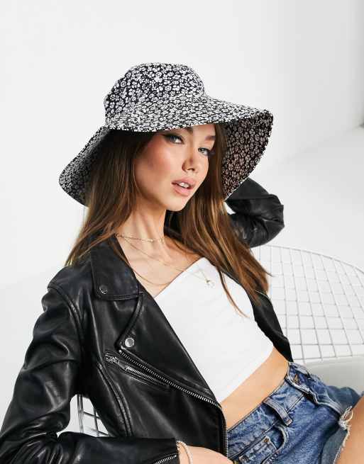 Vero Moda - Cappello da pescatore nero a fiori