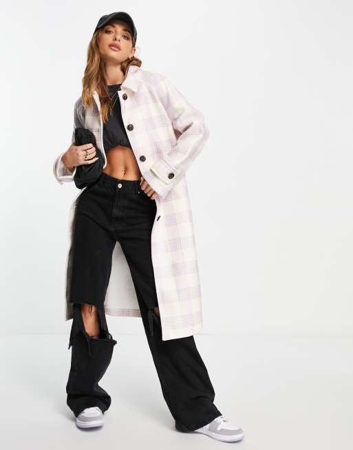 Vero Moda - Cappotto sartoriale taglio lungo lilla a quadri