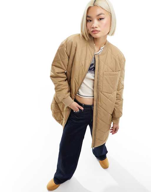 Vero Moda - Cappotto taglio lungo trapuntato tortora 