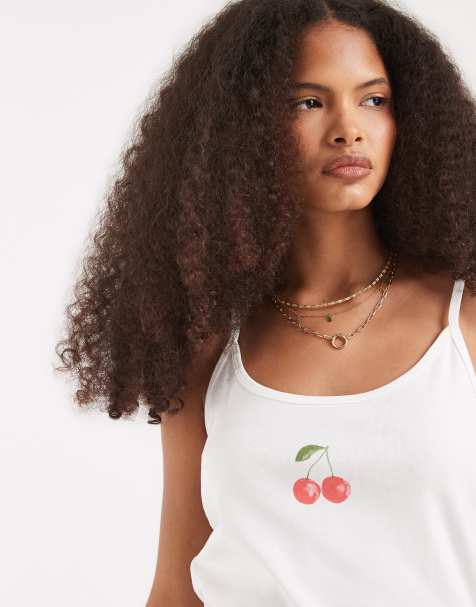 Vero Moda - Caraco en jersey à imprimé cerises - Blanc - view 1
