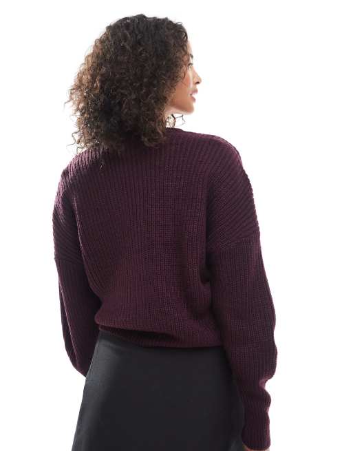 Vero Moda - Cardigan bordeaux a coste spesse con bottoni, 4 di 4