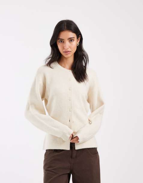 Vero Moda cárdigan con cuello redondo y cintura ajustada en crema - view 1