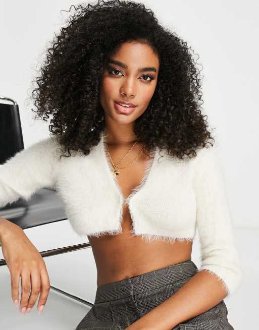 Vero Moda - Cardigan corto da twinset in maglia soffice color crema