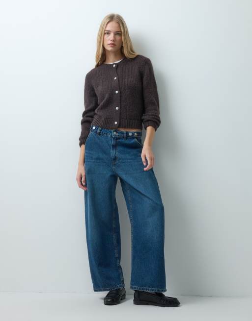 Vero Moda - cárdigan de punto grueso con botones de strass en marrón chocolate, 4 de 4