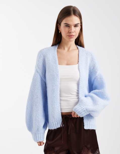 Vero Moda - Cardigan fil-à-fil morbido color blu tenue con maniche a campana - view 1