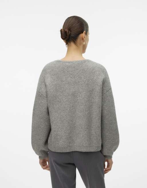 Vero Moda - Cardigan grigio medio mélange, 2 di 4
