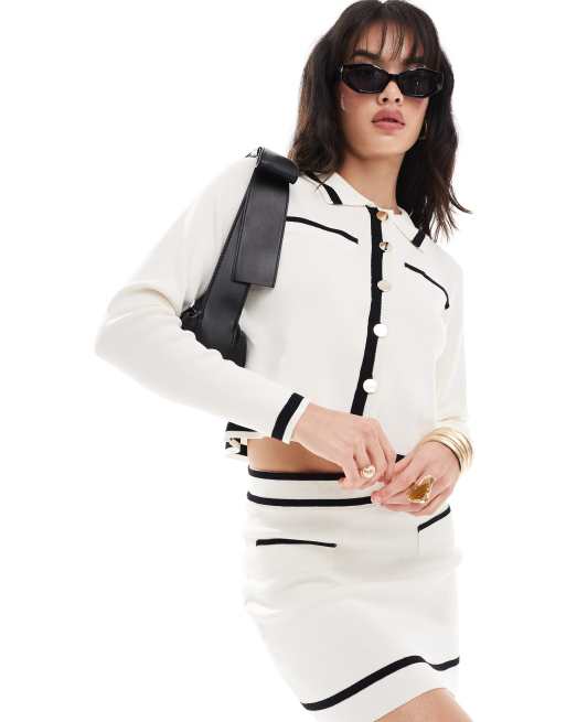 Vero Moda - Cardigan in maglina monocromatica con dettagli a contrasto in coordinato
