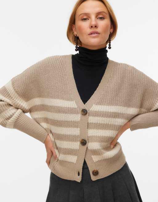 Vero Moda - Cardigan lavorato a maglia color moon rock, 3 di 5