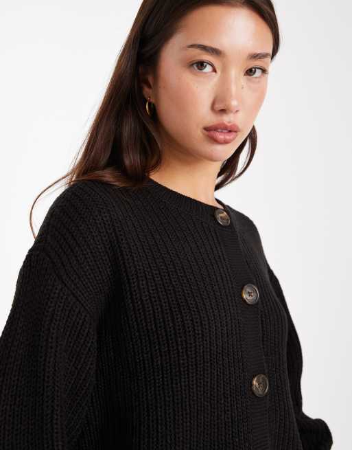 Vero Moda - Cardigan nero con scollo rotondo e coste larghe, 2 di 4