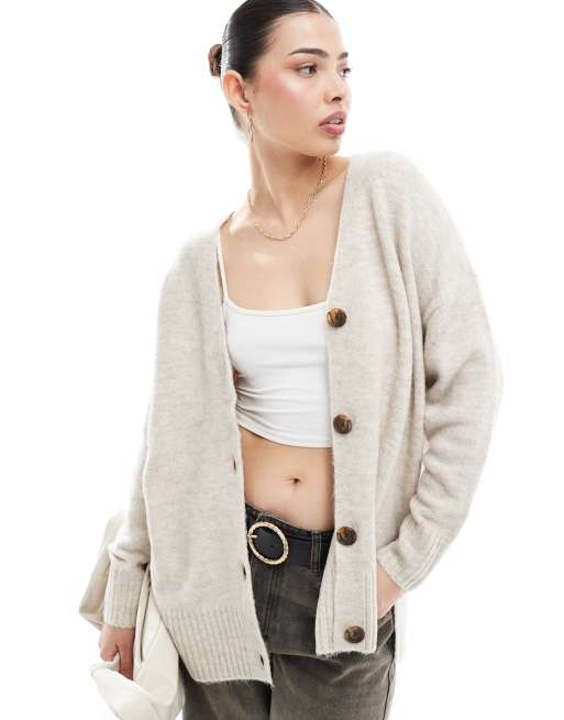 Vero Moda - Cardigan oversize color crema con bottoni