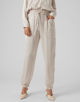 cargo pants set in liquid satin stone-Neutral