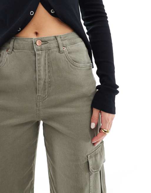 Vero Moda – Cargohose in Efeugrün mit weitem Bein, 4 von 5