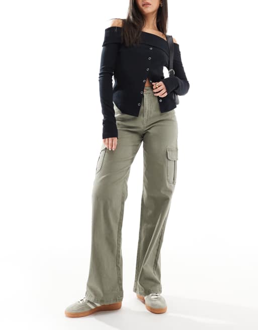Vero Moda – Cargohose in Efeugrün mit weitem Bein, 5 von 5
