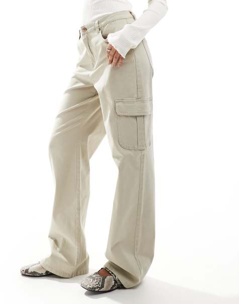 Vero Moda - Cargojeans med vide ben i beige - view 1