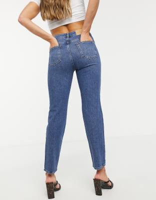 Vero Moda Carla straight leg jeans with high rise in medium blue denim |  ASOS