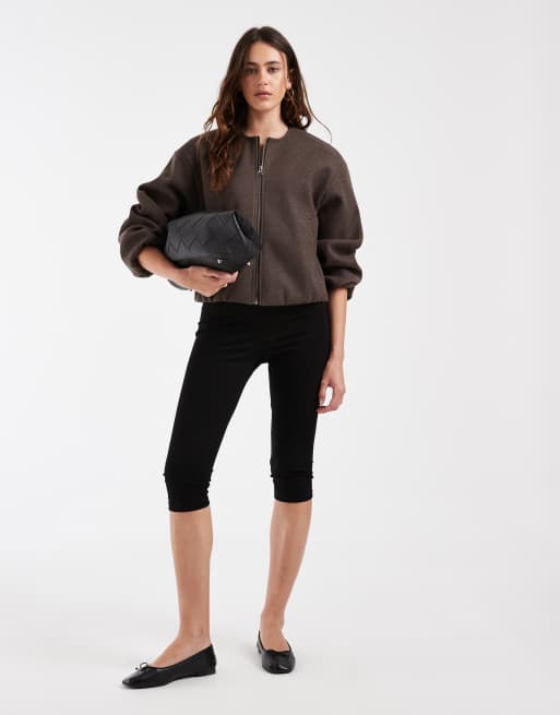 Vero Moda - cazadora bomber texturizada sin cuello en marrón chocolate, 2 de 4