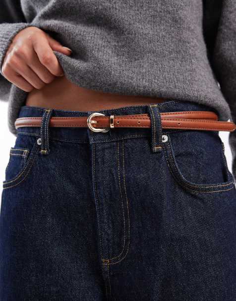 Vero Moda - Ceinture fine en imitation cuir - Cognac - view 1