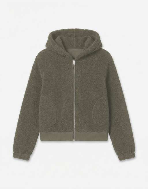 Vero Moda chaqueta de borreguito Flash con cremallera y capucha en verde, 5 de 5