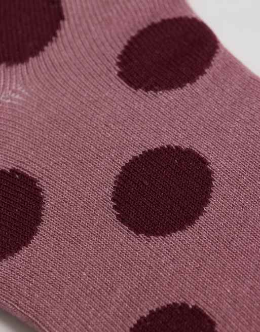 Vero Moda chaussettes à pois roses avec pois bordeaux, 3 de 3