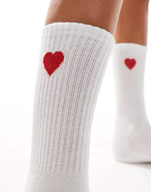 Vero Moda - Chaussettes de sport côtelées à motif cœur - Blanc, 2 de 4