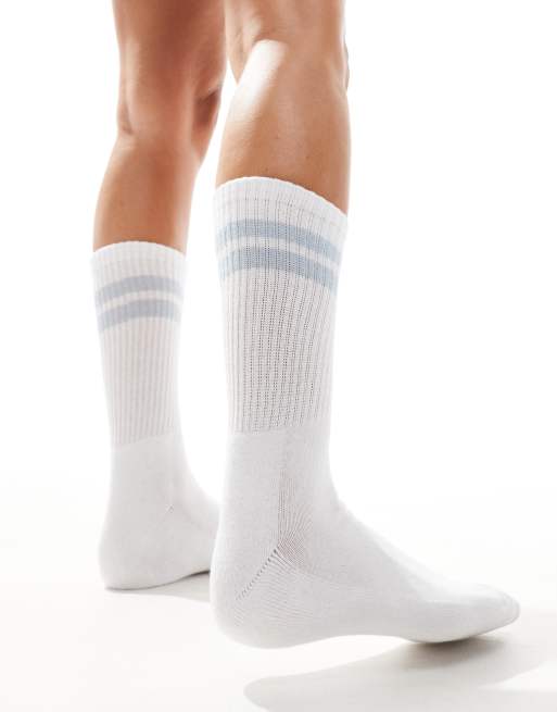 Vero Moda - Chaussettes de sport côtelées - Blanc/bleu clair, 2 de 4