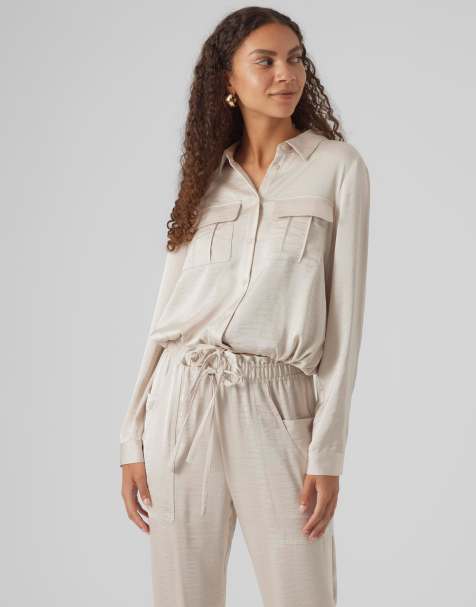 Vero Moda - Chemise d'ensemble confortable en satin - Crème - view 1