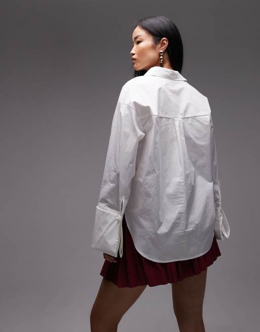 Vero Moda - Chemise oversize et raide au toucher à poignets larges - Blanc, 4 de 4