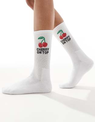 Vero Moda Cherry On Top Socks In White