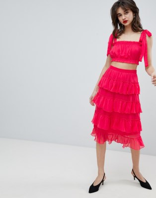 Vero Moda Chiffon Ruffle Midi Skirt Co Ord Asos