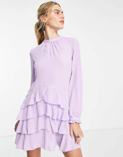 Vero Moda chiffon ruffle mini dress in lilac